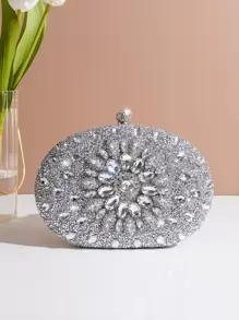 Vincy閃粉手袋，華麗的閃粉閃爍，亮片，豪華，閃亮的迷你鑲鑽盒子包，完美的新娘禮物，適合婚禮、舞會和派對活動的晚宴包，派對女孩和女人的晚餐包 - 銀色 - 查看 6