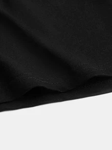 SHEIN BASICS Solid Drop Shoulder Tee - Black - View 5