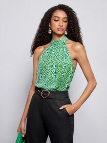 Maija Top halter con estampado ropa de trabajo - Multicolor - Ver 1