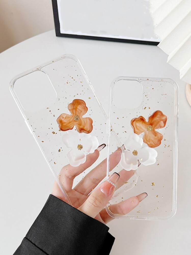 Flower Decor Clear Phone Case