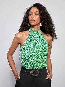 Maija Top halter con estampado ropa de trabajo - Multicolor - Ver 4