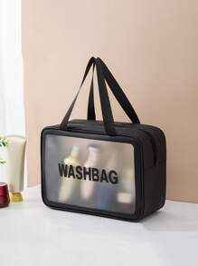 1入組字母圖案防水洗漱包 - 黑色 - 查看 1