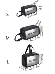 1入組字母圖案防水洗漱包 - 黑色 - 查看 2