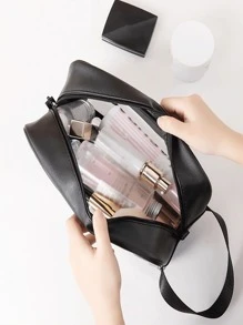 1入組字母圖案防水洗漱包 - 黑色 - 查看 5