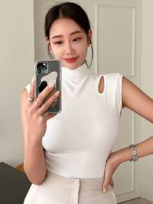 DAZY 削減式立領背心 - 白色 - 查看 8