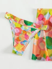 Bộ bikini đi biển mùa hè có dây buộc dây với váy đi biển - Nhiều màu - Xem 6