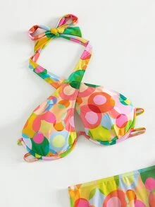 Bộ bikini đi biển mùa hè có dây buộc dây với váy đi biển - Nhiều màu - Xem 7