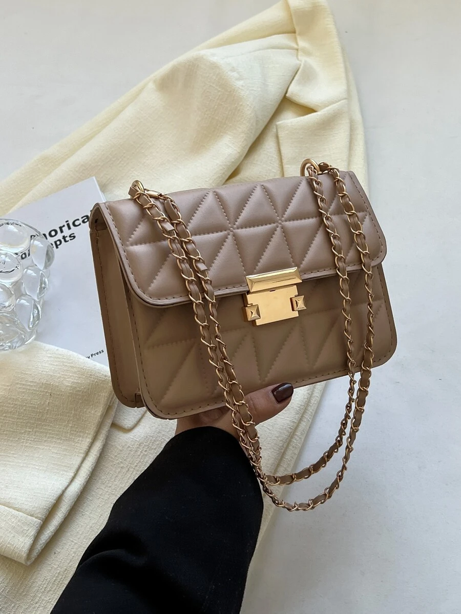 迷你衍縫翻蓋鏈條方包