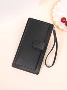 Minimalist Long Wallet With Wristlet Checkbook Cover Slim Portable Money Cash White-Collar Workers For Female For Women College Work Business Commute Office For Anniversary For Birthday Gift On Valentine Day Phone Purse Business Casual Wristlet Wallet Back To School Supplies