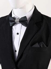 Men Buckle Decor Bow Tie & Bandana - Dark Green - View 1