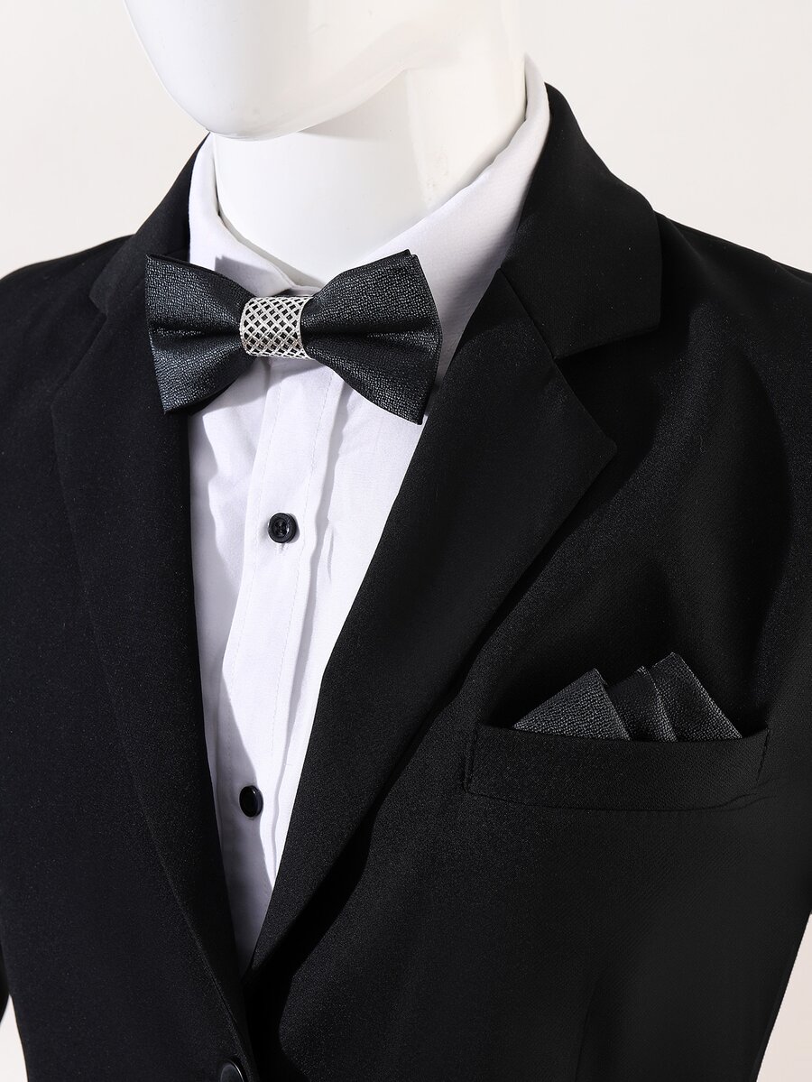 Men Buckle Decor Bow Tie & Bandana - Dark Green - View 1