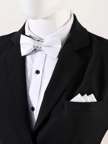 Men Buckle Decor Bow Tie & Bandana - White - View 1