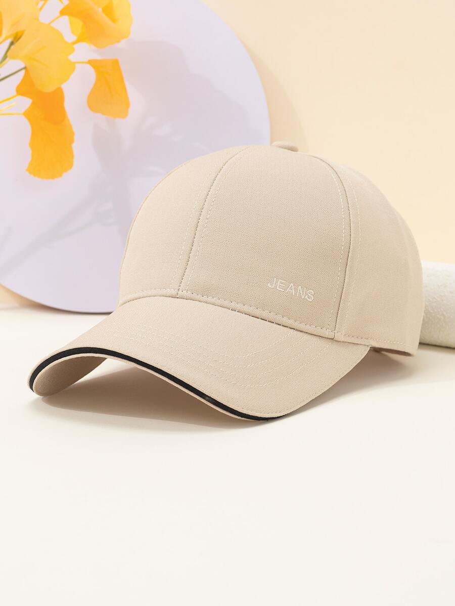 1入組男士字母刺繡防曬時尚棒球帽適合日常生活 - 米色 - 查看 1