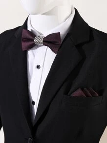 Men Buckle Decor Bow Tie & Bandana - Burgundy - View 1