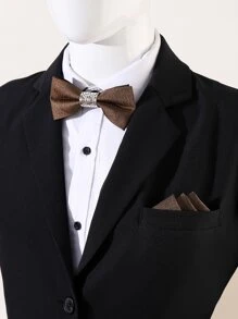 Men Buckle Decor Bow Tie & Bandana - Brown - View 1