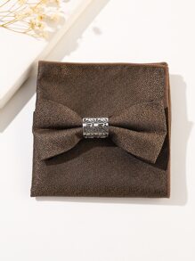 Men Buckle Decor Bow Tie & Bandana - Brown - View 3