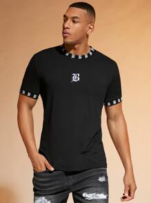 Manfinity RelaxMax Men Letter Graphic Tee - Black - View 5