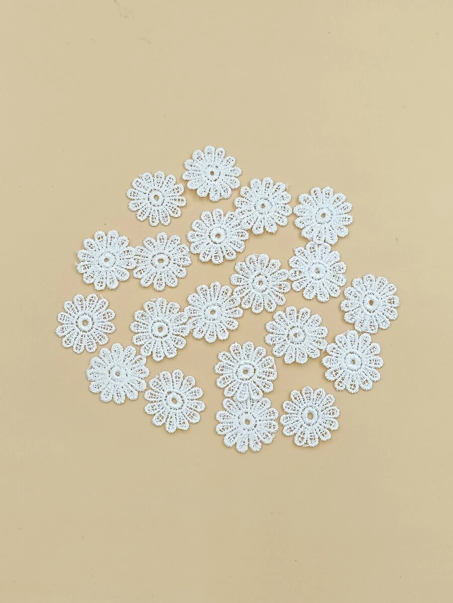 20 miếng vá thiết kế hoa DIY - trắng - Xem 1