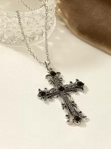 Cross Charm Necklace - Multicolor - View 2