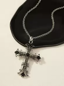 Cross Charm Necklace - Multicolor - View 3