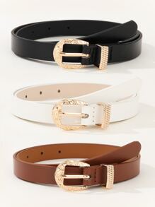 3pcs Textured Buckle Belt - Multicolor - View 1