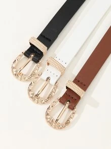 3pcs Textured Buckle Belt - Multicolor - View 4