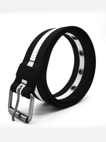 Men Striped Print Tape Belt - Multicolor - View 1