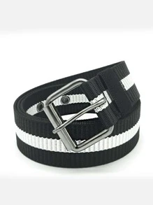 Men Striped Print Tape Belt - Multicolor - View 2