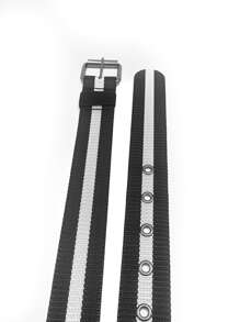 Men Striped Print Tape Belt - Multicolor - View 6
