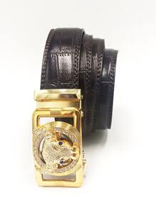 Hombres Cinturón de cocodrilo Hebilla automática - Marrón - Ver 2