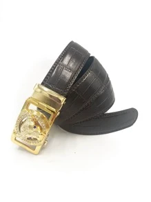 Hombres Cinturón de cocodrilo Hebilla automática - Marrón - Ver 3