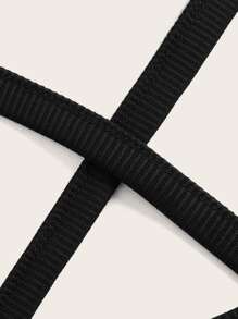 ROMWE 後背繫帶吊帶上衣 - 黑色 - 查看 3