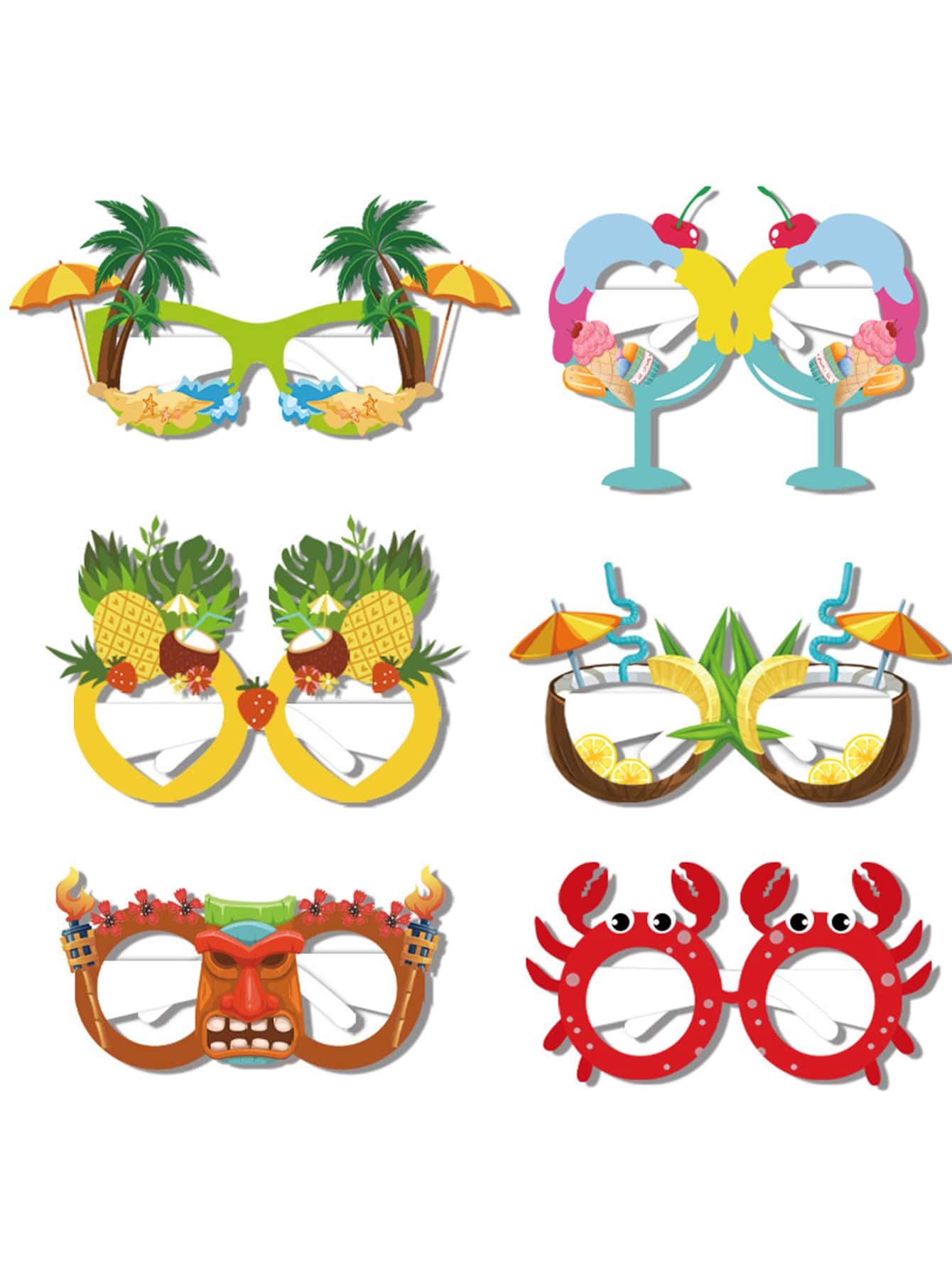 6入組水果裝飾派對道具眼鏡 - 彩色 - 查看 1