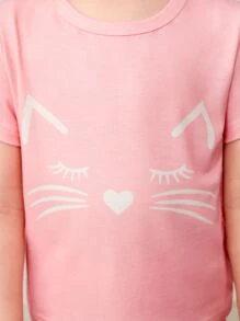 Chicas Conjunto de pijama con estampado de dibujos animados - Rosa - Ver 3