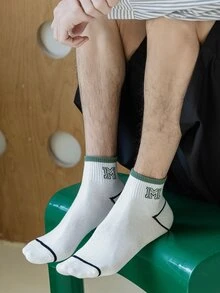 Hombres Calcetines de tripulación con estampado de letra - Blanco - Ver 6