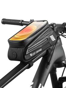 WEST BIKING 1pc Letter Graphic Bike Bag - Black - View 2