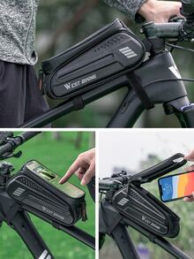 WEST BIKING 1pc Letter Graphic Bike Bag - Black - View 4