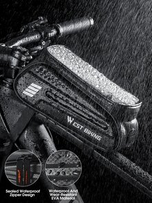 WEST BIKING 1pc Letter Graphic Bike Bag - Black - View 10