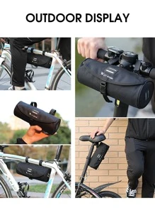 WEST BIKING 1pc Letter Graphic Bike Bag - Black - View 4