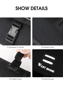 WEST BIKING 1pc Letter Graphic Bike Bag - Black - View 6