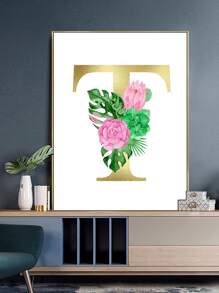 Floral & Letter Graphic DIY Diamond Painting Without Frame - Multicolor - View 1