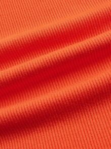 SHEIN BASICS Vestido De Punto Acanalado De Estilo Bodycon Con Un Solo Hombro - Naranja - Ver 9