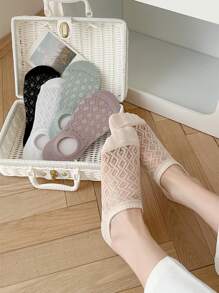 5pairs Hollow Out Invisible Socks - Multicolor - View 2