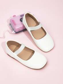 Girls Square Toe Ballet Flats - White - View 4