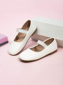 Girls Square Toe Ballet Flats - White - View 5