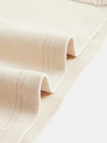 SHEIN BASICS Chất rắn Hai Dây Áo liền quần ống rộng - Màu be - Xem 4