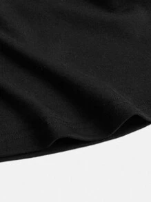 SHEIN BASICS 純色 V 領 A 字連身裙 - 黑色 - 查看 6