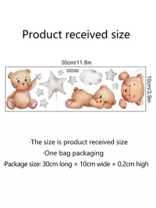 1pc Kartun Beruang Pola Switch Outlet Stiker Dinding - MultiWarna - View 3