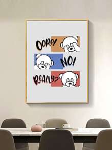 1pc Bear & Letter Graphic Unframed Painting - Multicolor - View 1