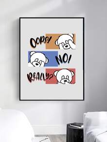 1pc Bear & Letter Graphic Unframed Painting - Multicolor - View 3